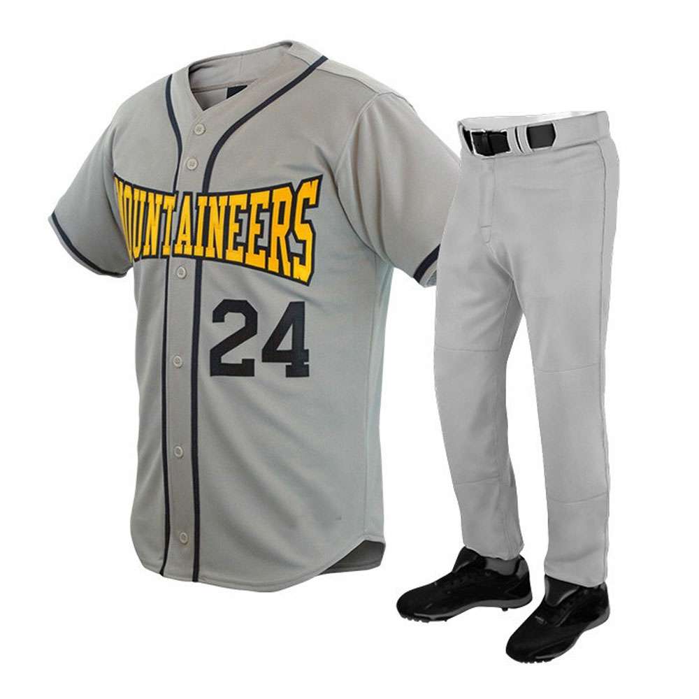 Grey and Yellow Baseball Uniform